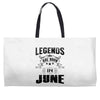 Legends Are Born In June Weekender Totes