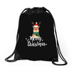 merry cristmas reindeer Drawstring Bags