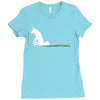 unicorn scooting on the floor Ladies Fitted T-Shirt