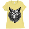owl ornate Ladies Fitted T-Shirt