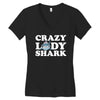 crazy lady shark Women's V-Neck T-Shirt