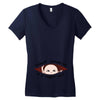 August Peeking Out Asian Baby Boy Women's V-Neck T-Shirt