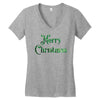 merry christmas green glitter Women's V-Neck T-Shirt