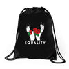 equality white Drawstring Bags