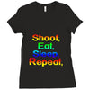 shoot eat sleep repeat gun Ladies Fitted T-Shirt