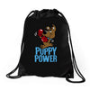 puppy power Drawstring Bags