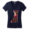 floral fox Women's V-Neck T-Shirt