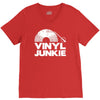 vinyl junkie white logo V-Neck Tee