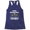 never underestimate an old man who was born in november Racerback Tank