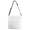 legends are born in june Adjustable Strap Totes