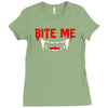 bite me halloween vampire teeth Ladies Fitted T-Shirt