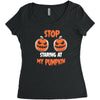 stop staring at my pumpkin Women's Triblend Scoop T-shirt