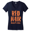 red hair dont care Women's V-Neck T-Shirt