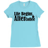 life begins after coffee Ladies Fitted T-Shirt