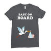 Baby On Board with Stork Ladies Fitted T-Shirt
