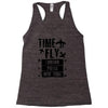 TIME TO FLY TO LONDON PARIS NEW YORK Racerback Tank