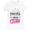 Celebrating With The 50th Birthday Queen Ladies Fitted T-Shirt
