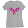 breast cancer ribbon with wing Ladies Fitted T-Shirt