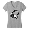 headphones black humor Women's V-Neck T-Shirt