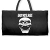 angry metal head Weekender Totes