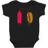 what up dog ketchup hot dog Baby Bodysuit