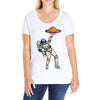 astronaut basketball planet Ladies Curvy T-Shirt