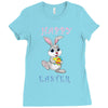 Bunny Happy Easter Ladies Fitted T-Shirt
