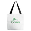 merry christmas green glitter Tote Bags