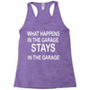 stays in the garage Racerback Tank