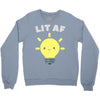 lit af kawaii light bulb Crewneck Sweatshirt