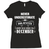 never underestimate an old man who was born in december Ladies Fitted T-Shirt
