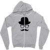 hat wayfarer glasses funny moustache hipster funny geek light tee shir Zipper Hoodie