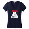 Music Eat Sleep Repeat Women's V-Neck T-Shirt