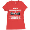 never underestimate an old man who was born in november Ladies Fitted T-Shirt