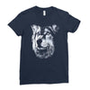 round neck dog wolf Ladies Fitted T-Shirt