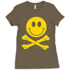 smiley pirate skull and crossbones Ladies Fitted T-Shirt