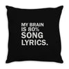 my brain is 80% song lyrics Throw Pillow