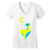 moon cat Women's V-Neck T-Shirt