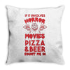 horror movies, pizza and beer Throw Pillow