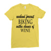 weekend forecast biking with a change of wine Ladies Fitted T-Shirt