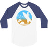 beach surfer silhouette birds sand waves palm 3/4 Sleeve Shirt