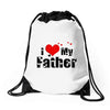 I LOVE MY FATHER Drawstring Bags