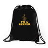 i'm a keeper Drawstring Bags