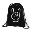 rock and roll throwing horns Drawstring Bags