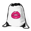 lips shiny Drawstring Bags
