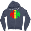 rasta skull and crossbones reggae dub club rave Zipper Hoodie