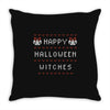 happy halloween witches Throw Pillow