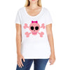 fummy pink skull long sleeve Ladies Curvy T-Shirt