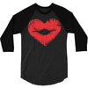 lip print heart 3/4 Sleeve Shirt