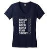 road bait beer boat fish story Women's V-Neck T-Shirt